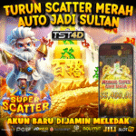 slot online dengan karakter animasi dan tulisan “Turun Scatter Merah Auto Jadi Sultan”